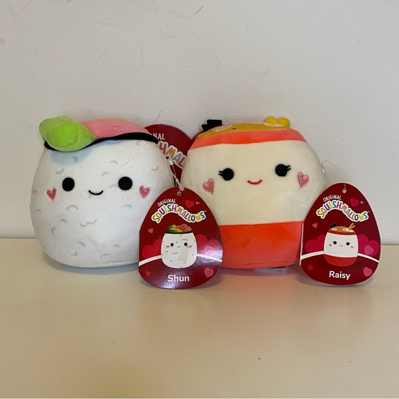 Squishmallows NEW Raisy Ramen Noodles + Shun Sushi Plush Toys Valentine's Day 5” - Picture 1 of 10